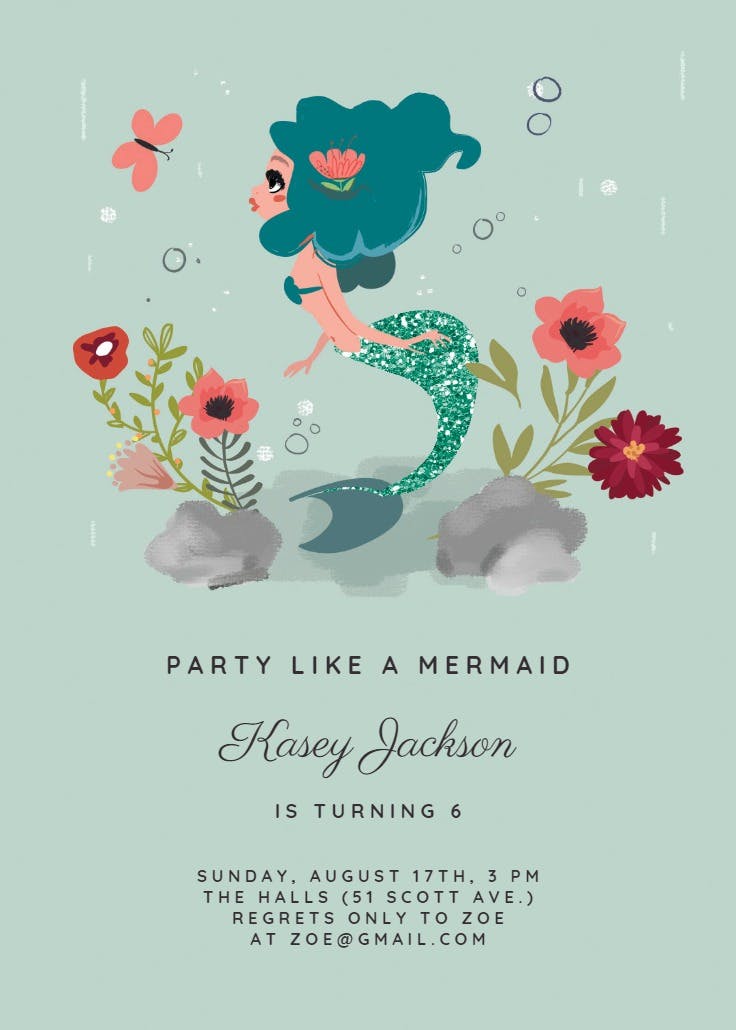 Mermaid - invitación de cumpleaños