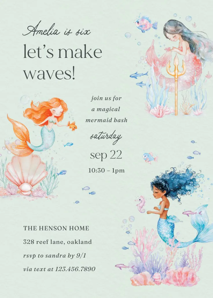 Mermaid lagoon - convite de aniversário