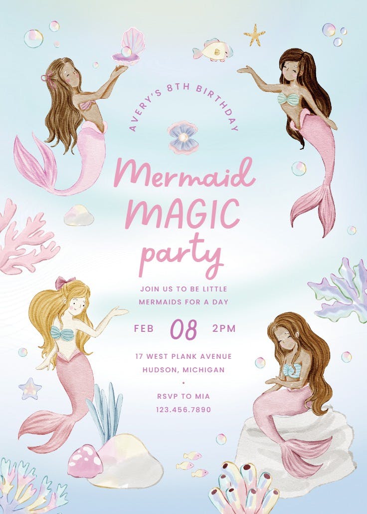 Mermaid magic - birthday invitation