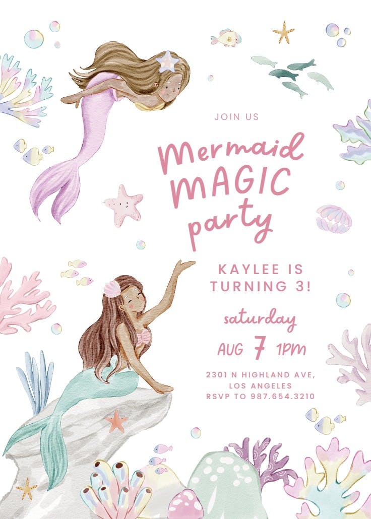 Mermaid magic reef - invitation