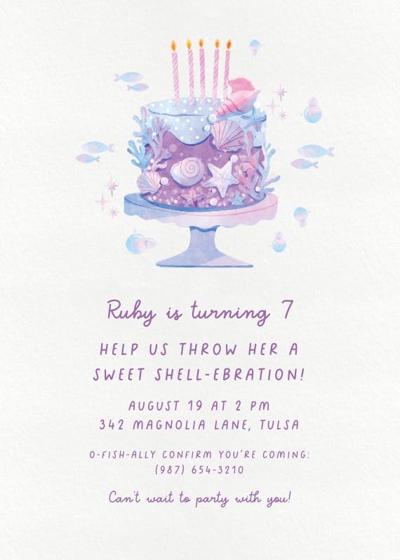 Mermaid shell-ebration - birthday invitation