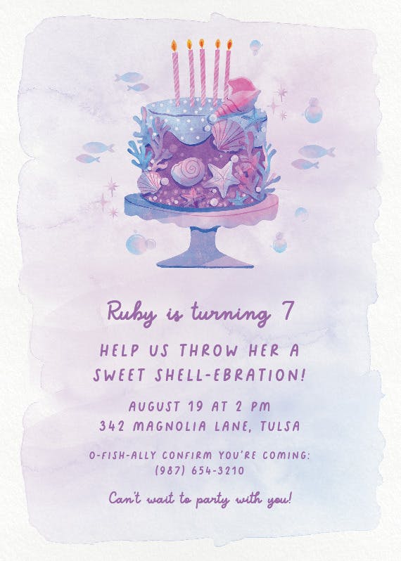 Mermaid shell-ebration - birthday invitation