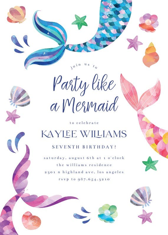 Mermaid tail - pool party invitation