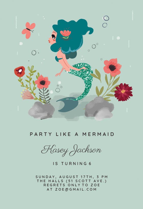 Mermaid -  invitación de fiesta
