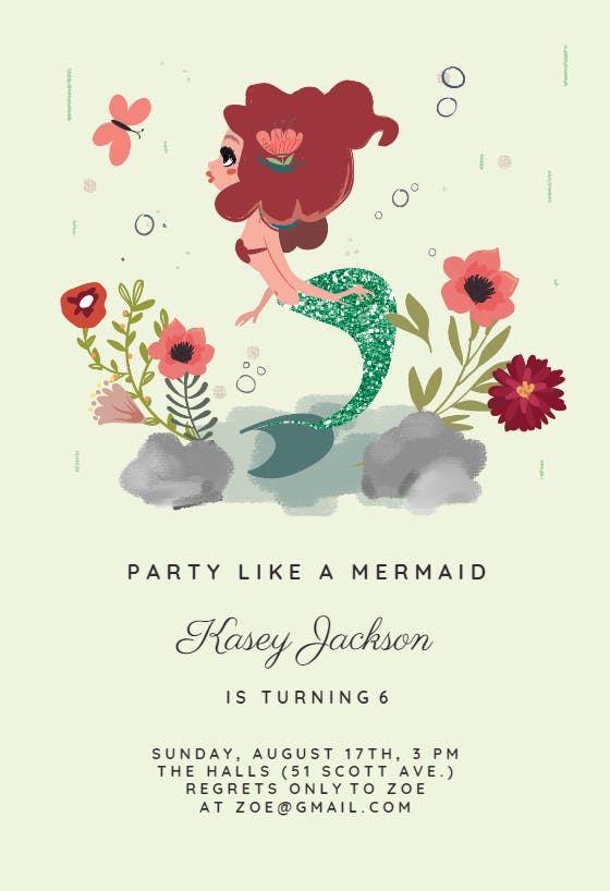 Mermaid -  invitación de cumpleaños