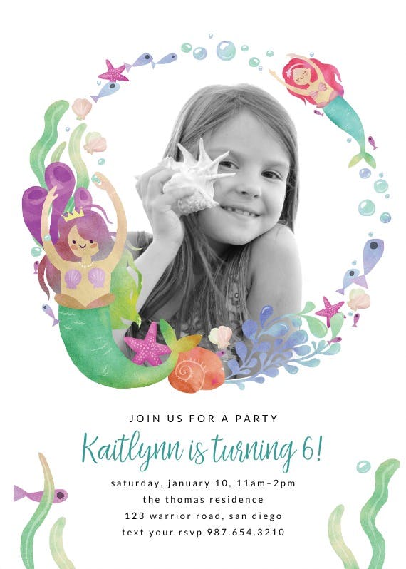Mermaids and bubbles - party invitation