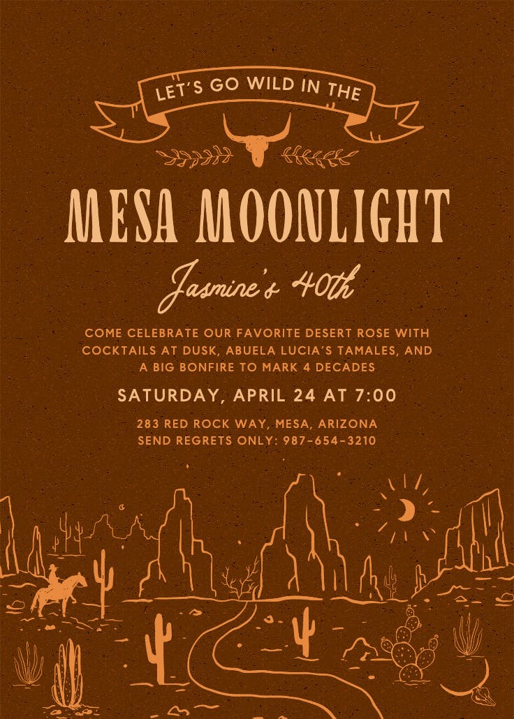 Mesa moonlight - invitación de cumpleaños
