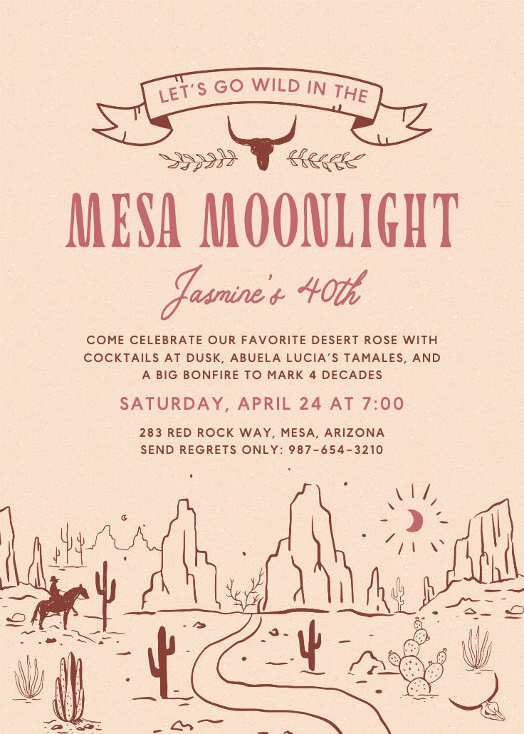 Mesa moonlight - invitación de cumpleaños