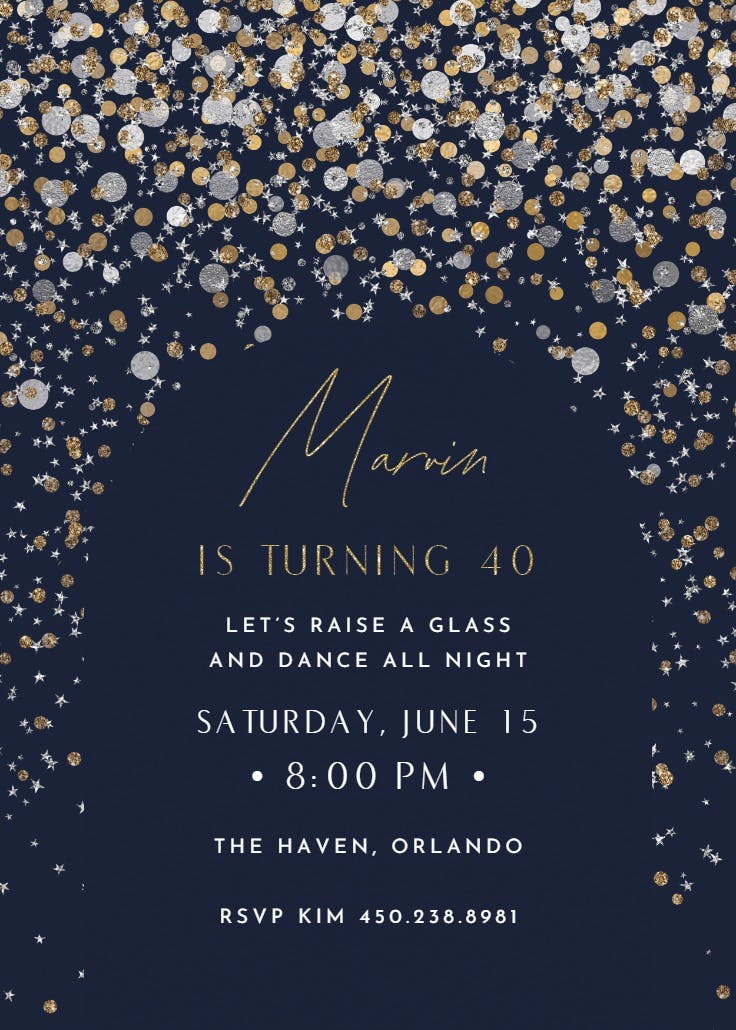 Metallic confetti - party invitation