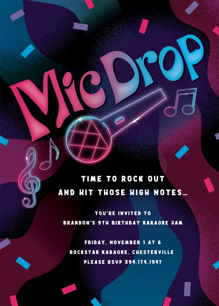 Mic drop - printable party invitation