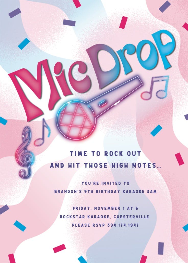 Mic drop - printable party invitation