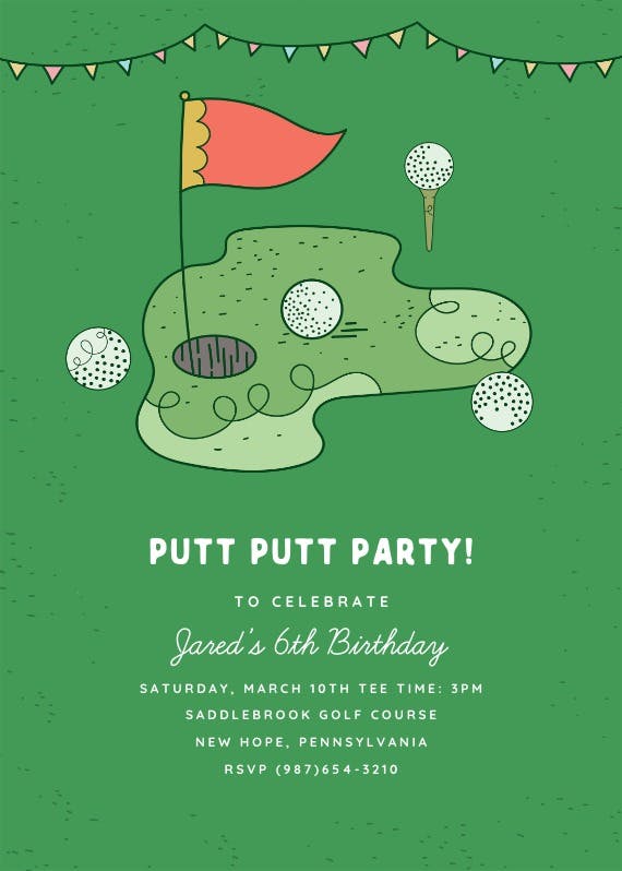 Mini golf -  invitación de cumpleaños