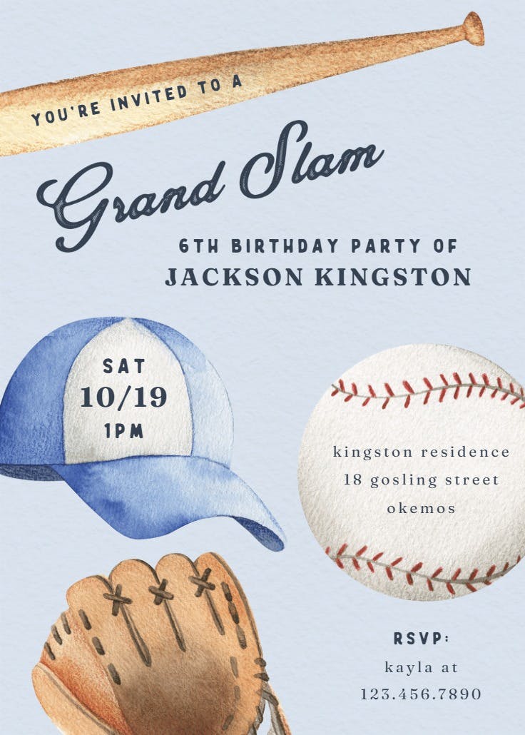 Mini grand slam - invitación para fiesta