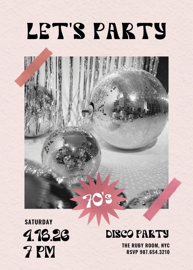 70s party - party invitation