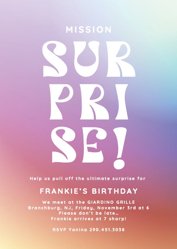 Mission surprise -  invitación de cumpleaños