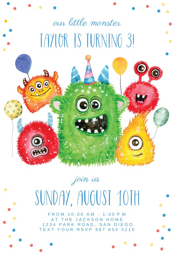 Monsters - birthday invitation