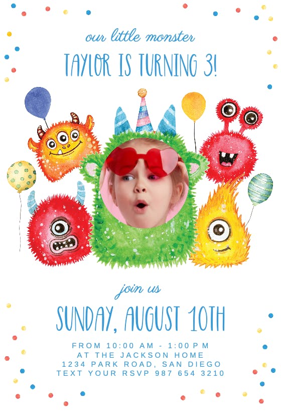 Monsters -  invitación de cumpleaños