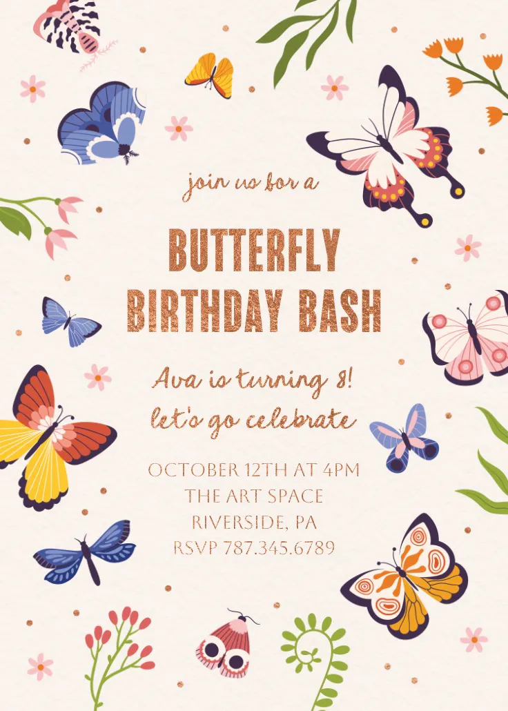 Butterfly bash - einladung