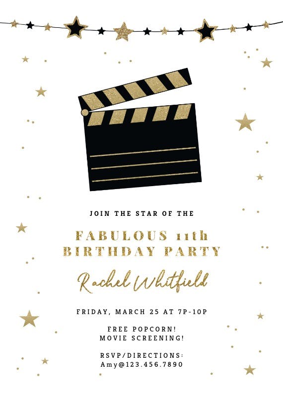 Movie wrap - birthday invitation
