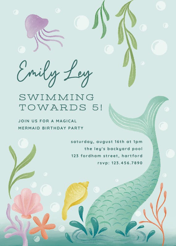 Mystical mermaid - pool party invitation
