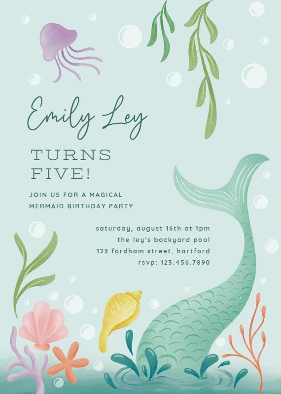 Mystical mermaid -  invitación de cumpleaños