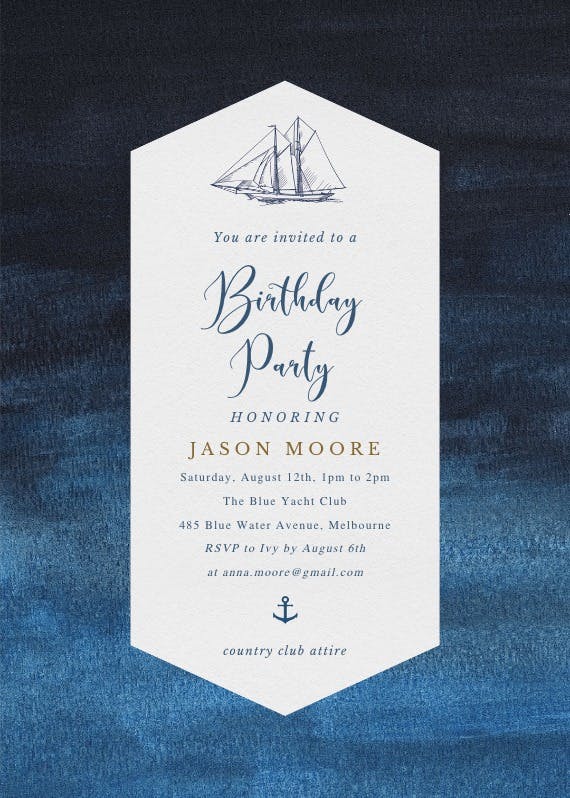 Nautical yacht - printable party invitation