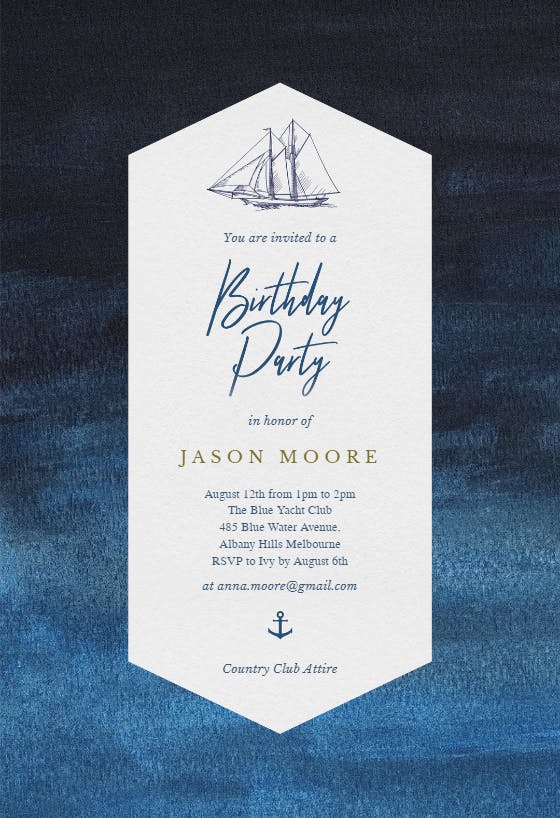 Nautical yacht - birthday invitation