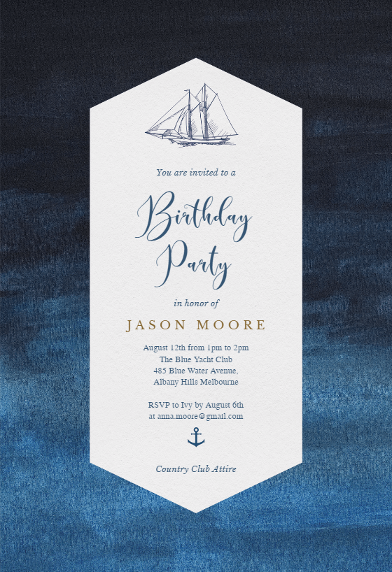 Nautical Yacht Birthday Invitation Template (Free) Greetings Island