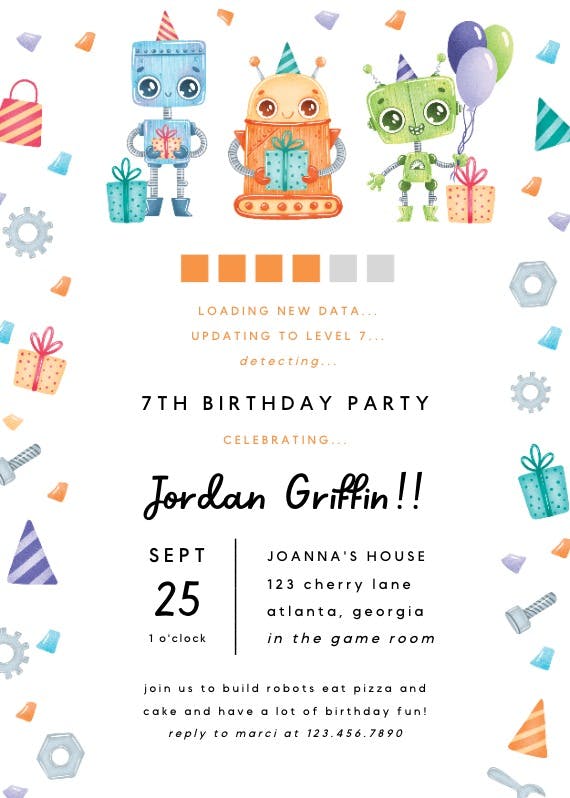 New data -  invitación de cumpleaños