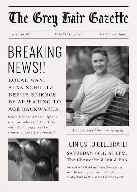 News flash - birthday invitation