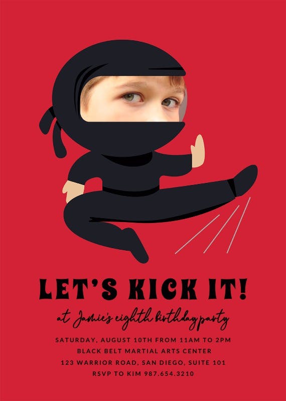 Ninja -  invitación para fiesta