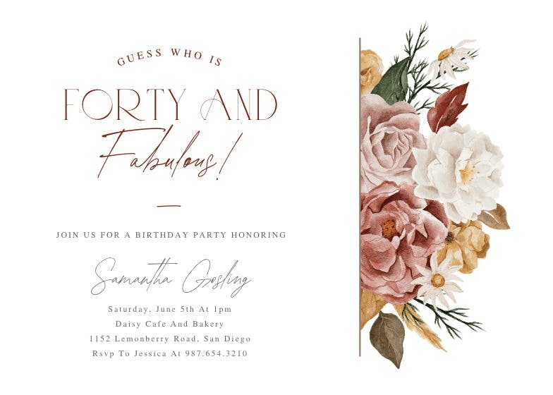 Nocturnal flowers - printable party invitation