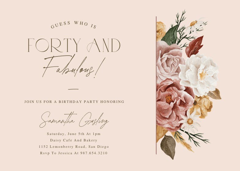 Nocturnal flowers - printable party invitation