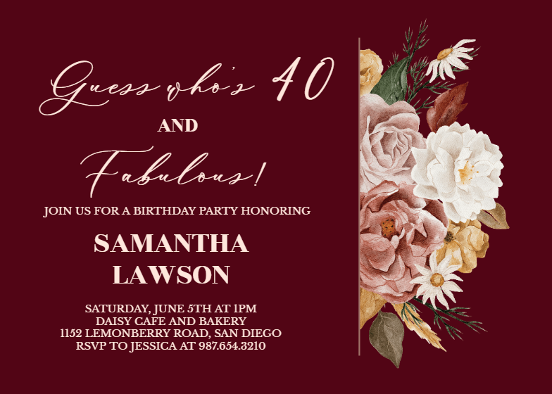 Nocturnal Flowers - Retirement & Farewell Party Invitation Template ...