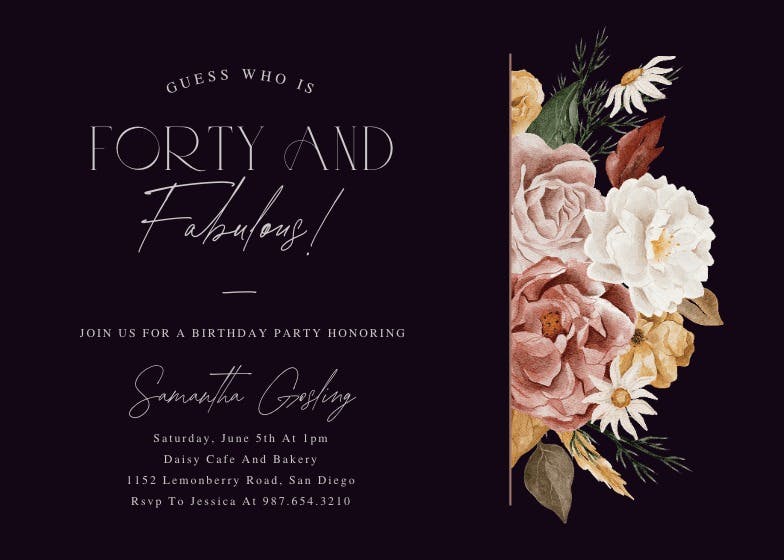 Nocturnal flowers -  invitation template