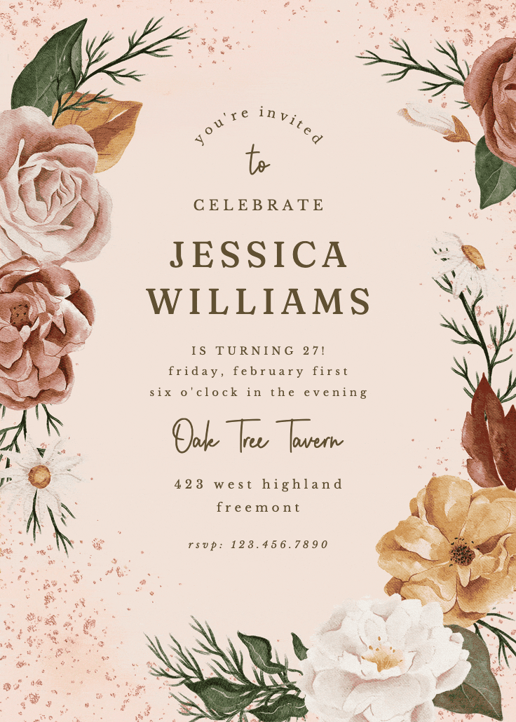 Nocturnal flowers - printable party invitation