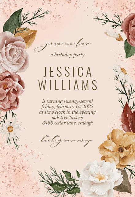 Nocturnal Flowers - Birthday Invitation