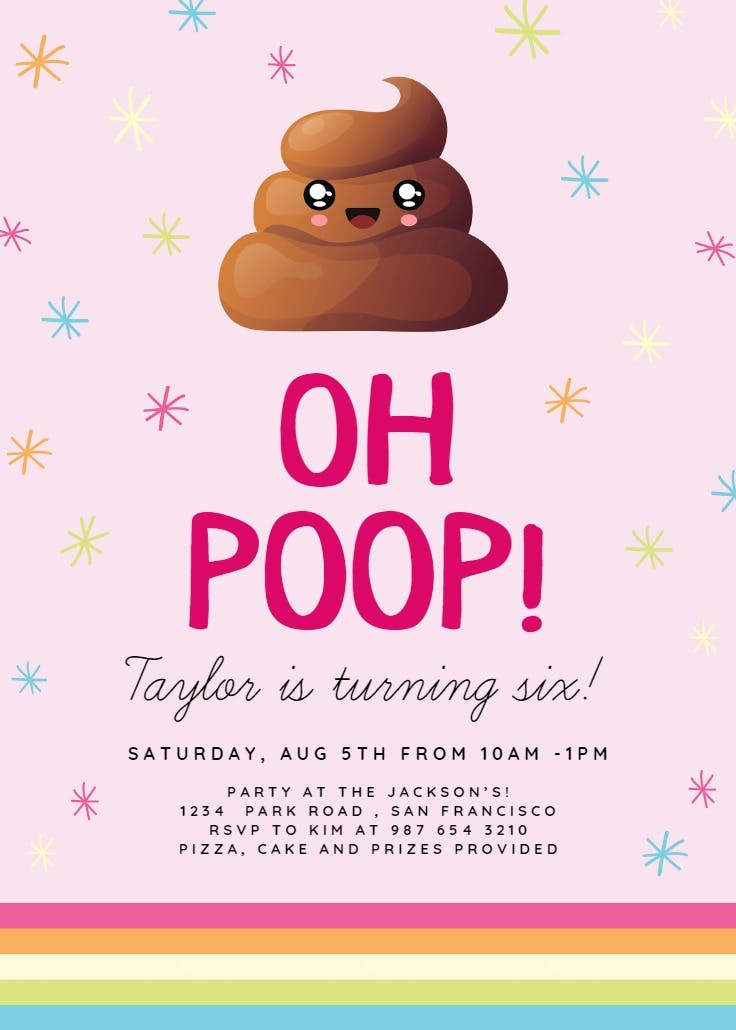 Oh poop - invitación para fiesta