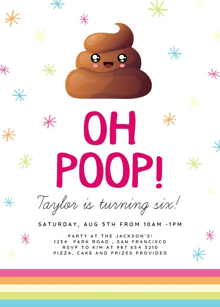 Oh poop - printable party invitation