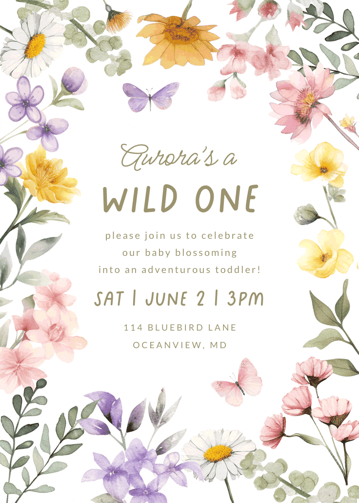 One-derful blossoms - invitación para fiesta