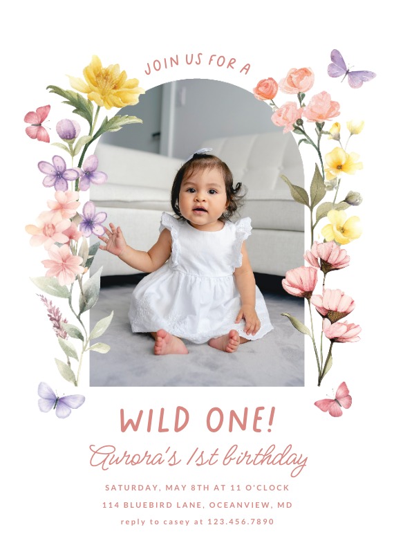 One-derful Blossoms frame - Birthday Invitation Template | Greetings Island