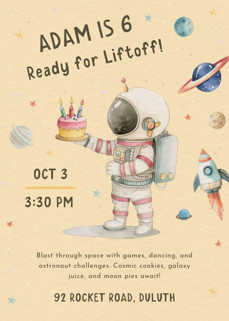 Out of this world - invitación de cumpleaños