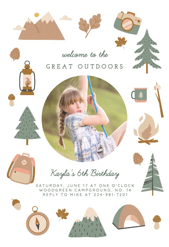 Outdoor adventures -  invitación de cumpleaños