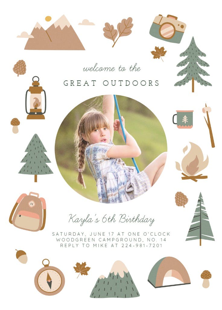 Outdoor adventures - printable party invitation