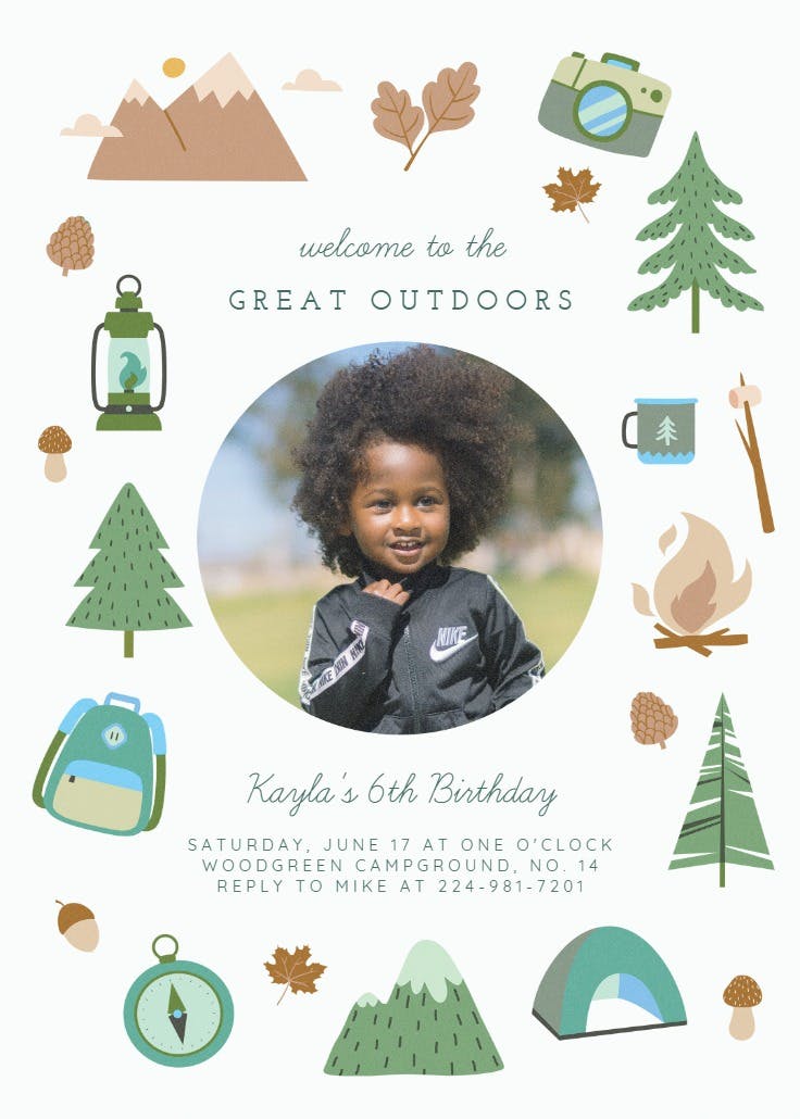 Outdoor adventures - invitación para fiesta