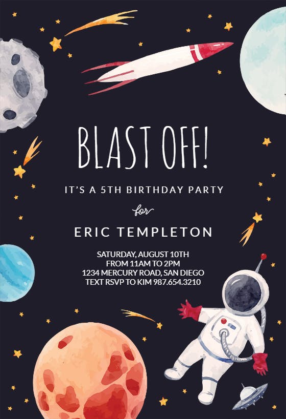 Outer Space Birthday Invitation Template Greetings Island