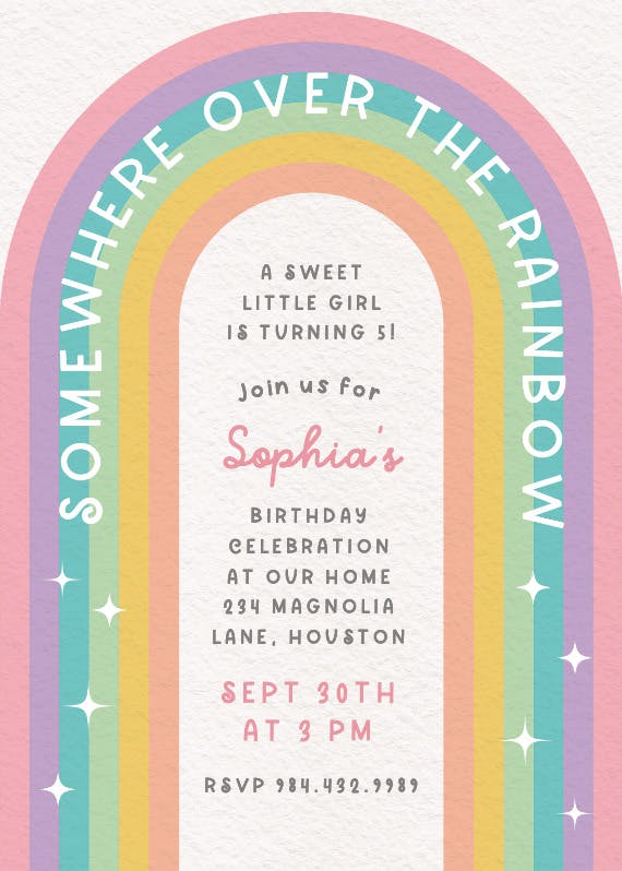 Over the rainbow - printable party invitation