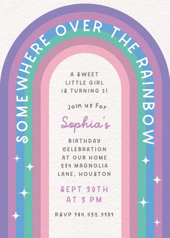 Over the rainbow - birthday invitation