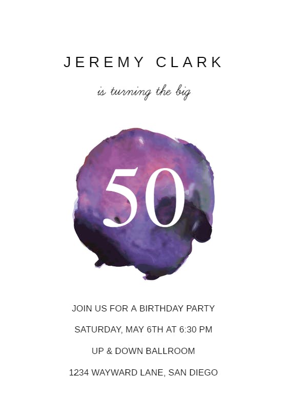 Paint blob - birthday invitation