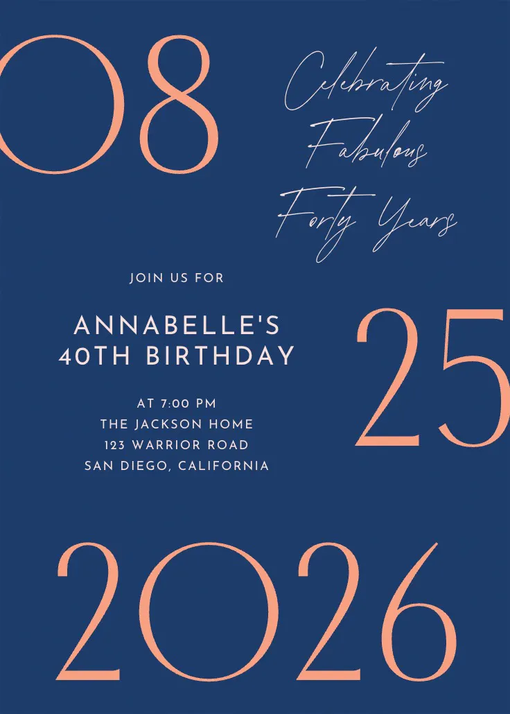 Painted numbers - invitación de cumpleaños